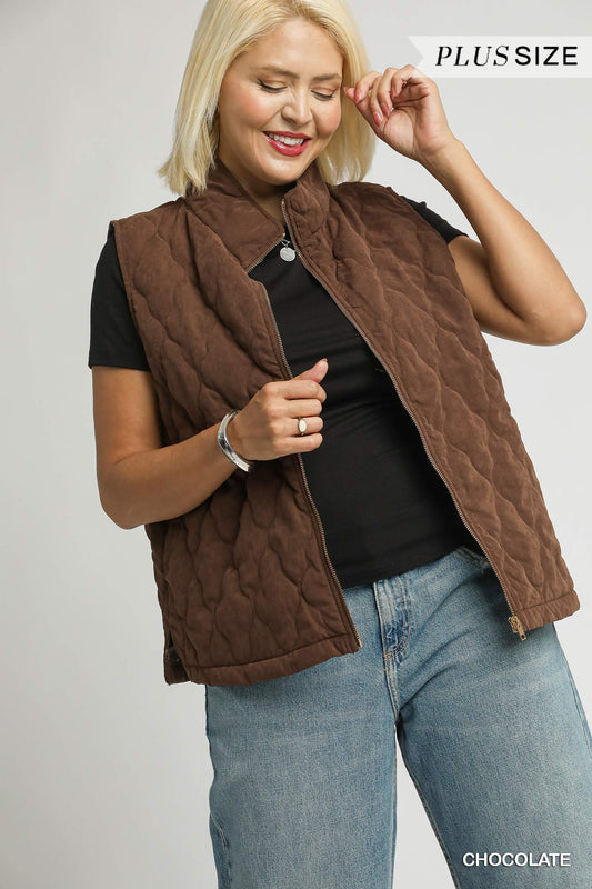 Umgee Plus Size Quilted Zip-Up Vest