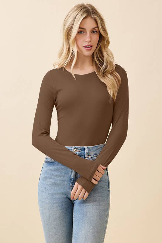 CREW NECK DOUBLE LAYERED LONG SLEEVE BODYSUIT
