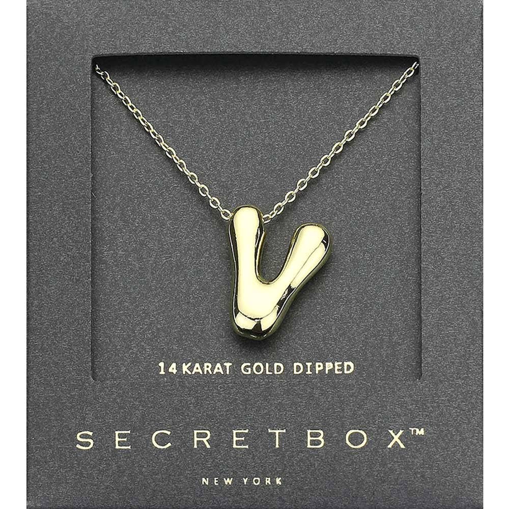 14K Gold Dipped Bubble Initial Pendant Necklace
