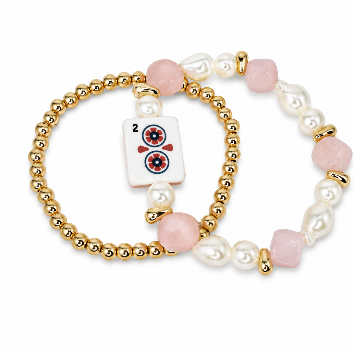 Ellison+Young Mahjong Tile Beaded Bracelet, 2-Piece Set