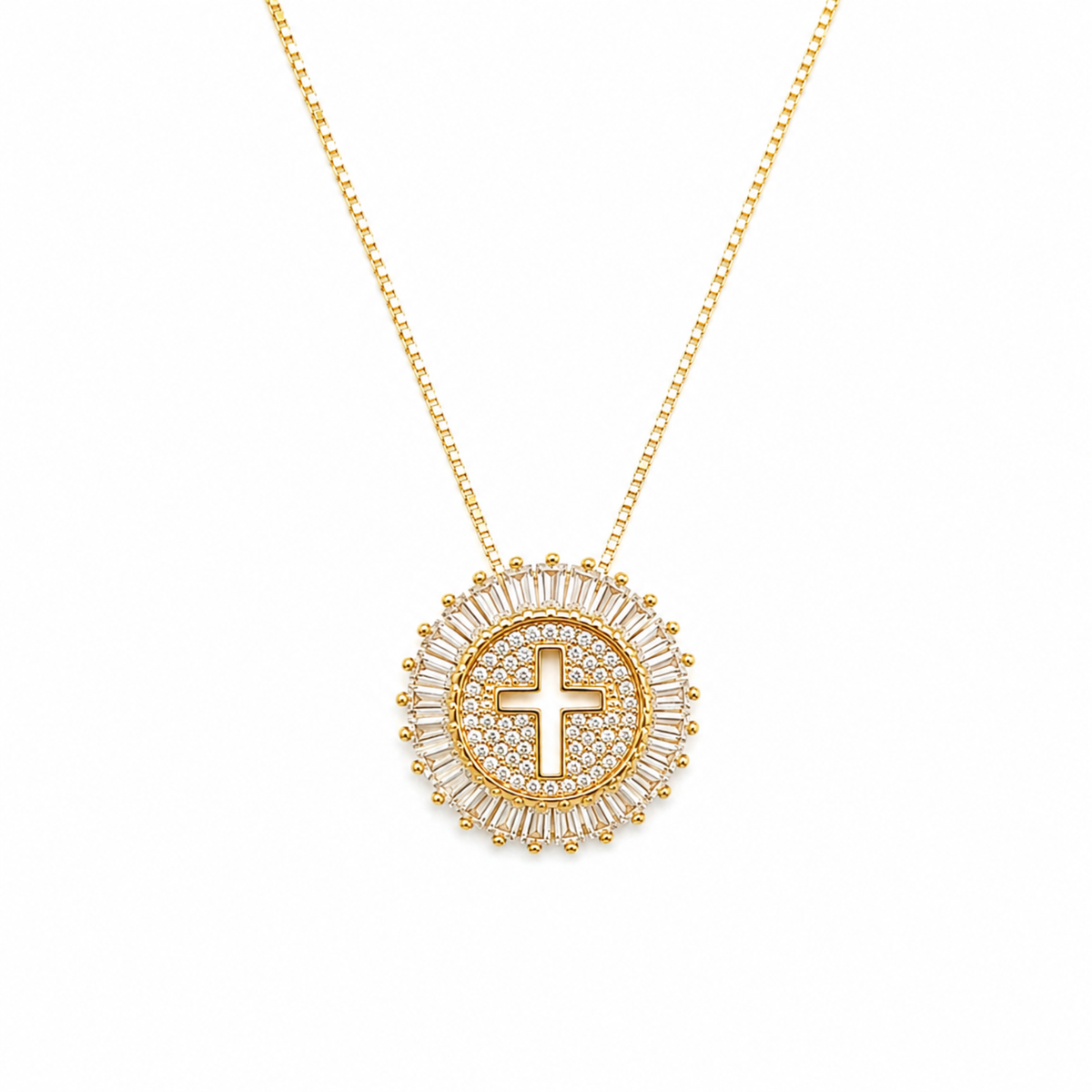 Shine Circle Cross Necklace
