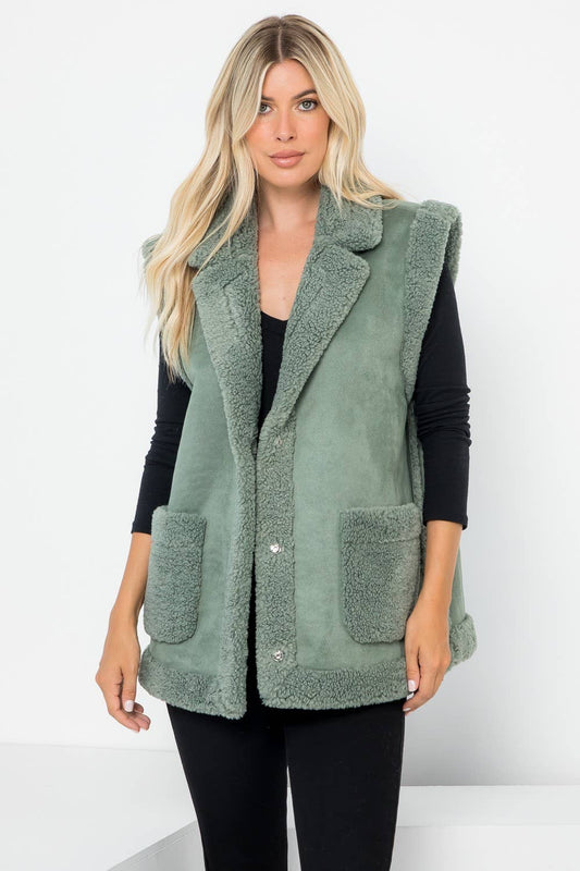 Suede Shearling Vest