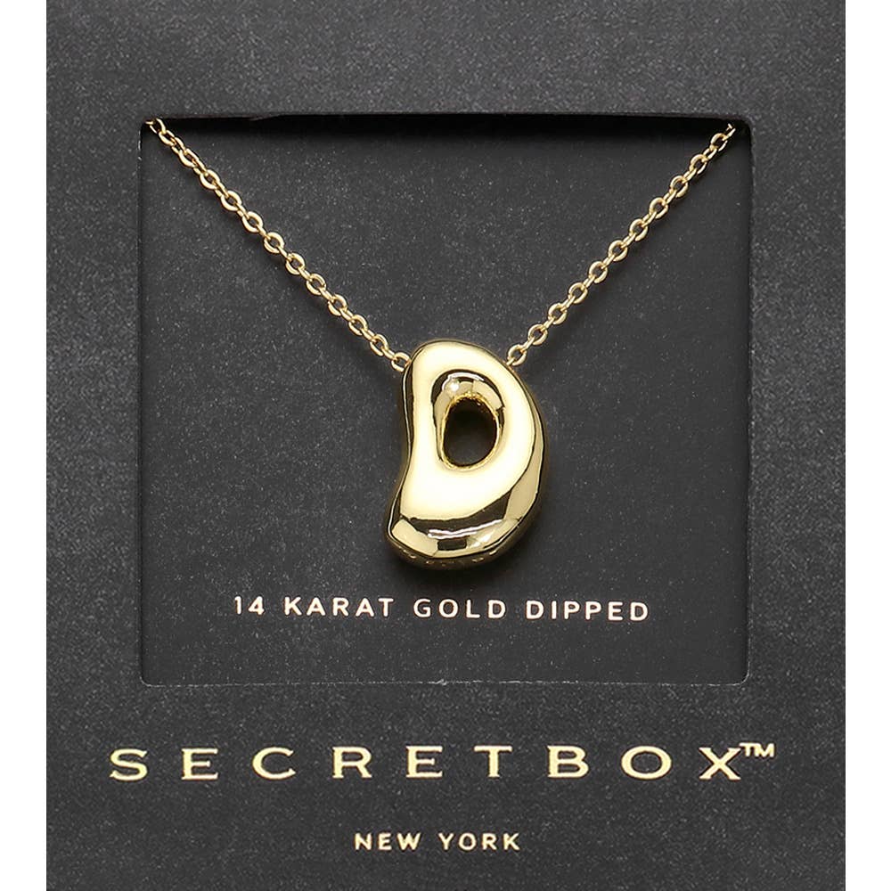 14K Gold Dipped Bubble Initial Pendant Necklace
