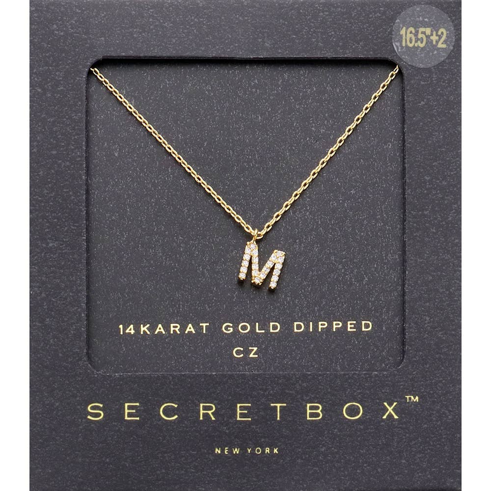 14K Gold Dipped CZ Initial Monogram Pendant