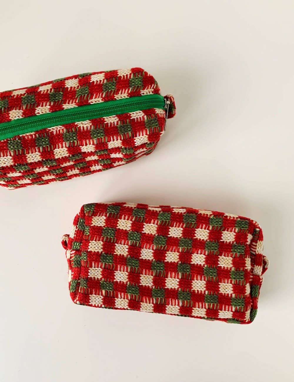 Christmas Color Block Knit Make Up Bag