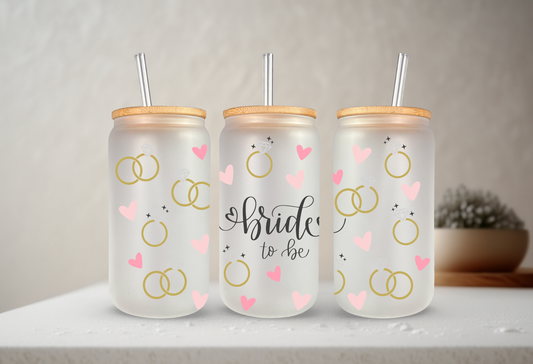 Bride To Be | 20 oz Glass Libbey with Bamboo Lid & Straw