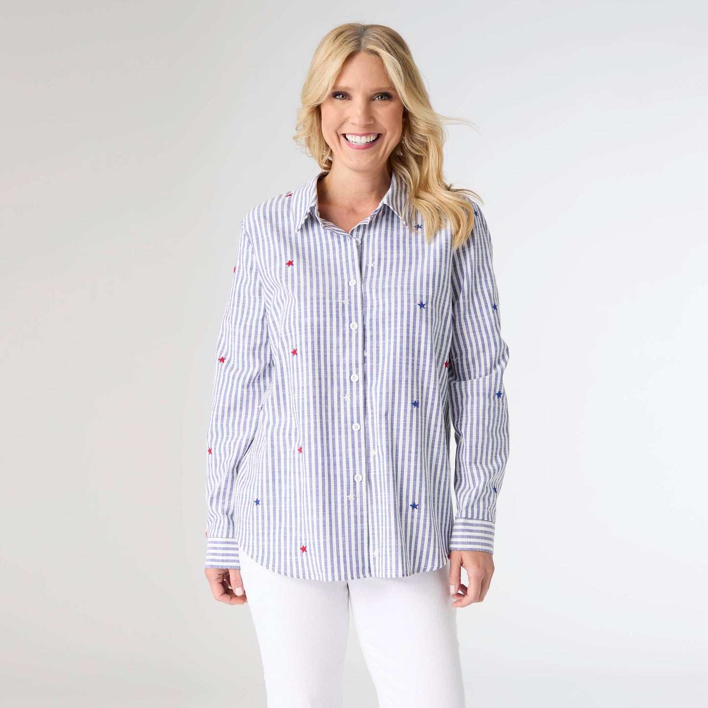 Patriotic Striped Blouse with Stars | 4th of July