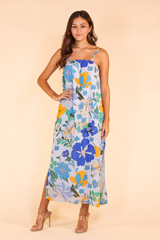 Blue Tropical Maxi Dress