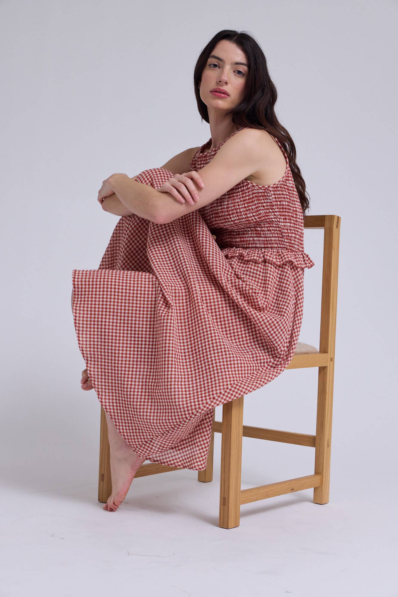 SLEEVELESS SMOCKING TOP DRESS