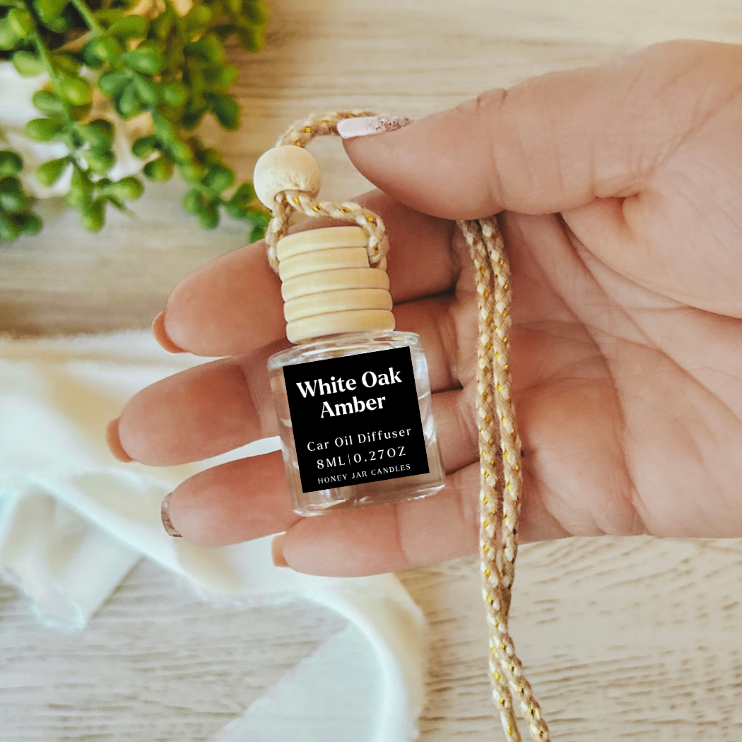Hanging Car Diffusers | White Oak & Amber | Made in USA