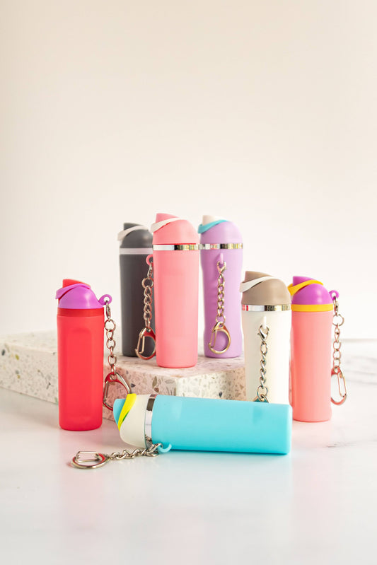Mini Owala-like Water Bottle Keychain Holder with Lip Balm