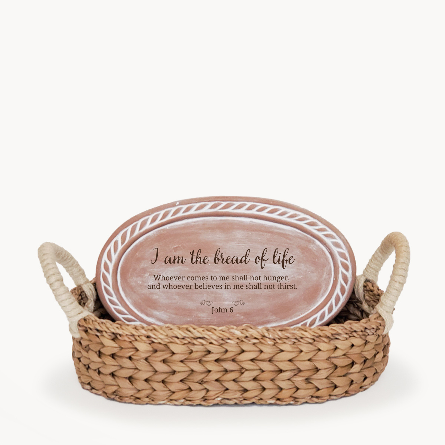 Handmade Bread Warmer & Wicker Basket - Bible Oval