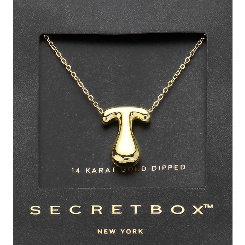 14K Gold Dipped Bubble Initial Pendant Necklace