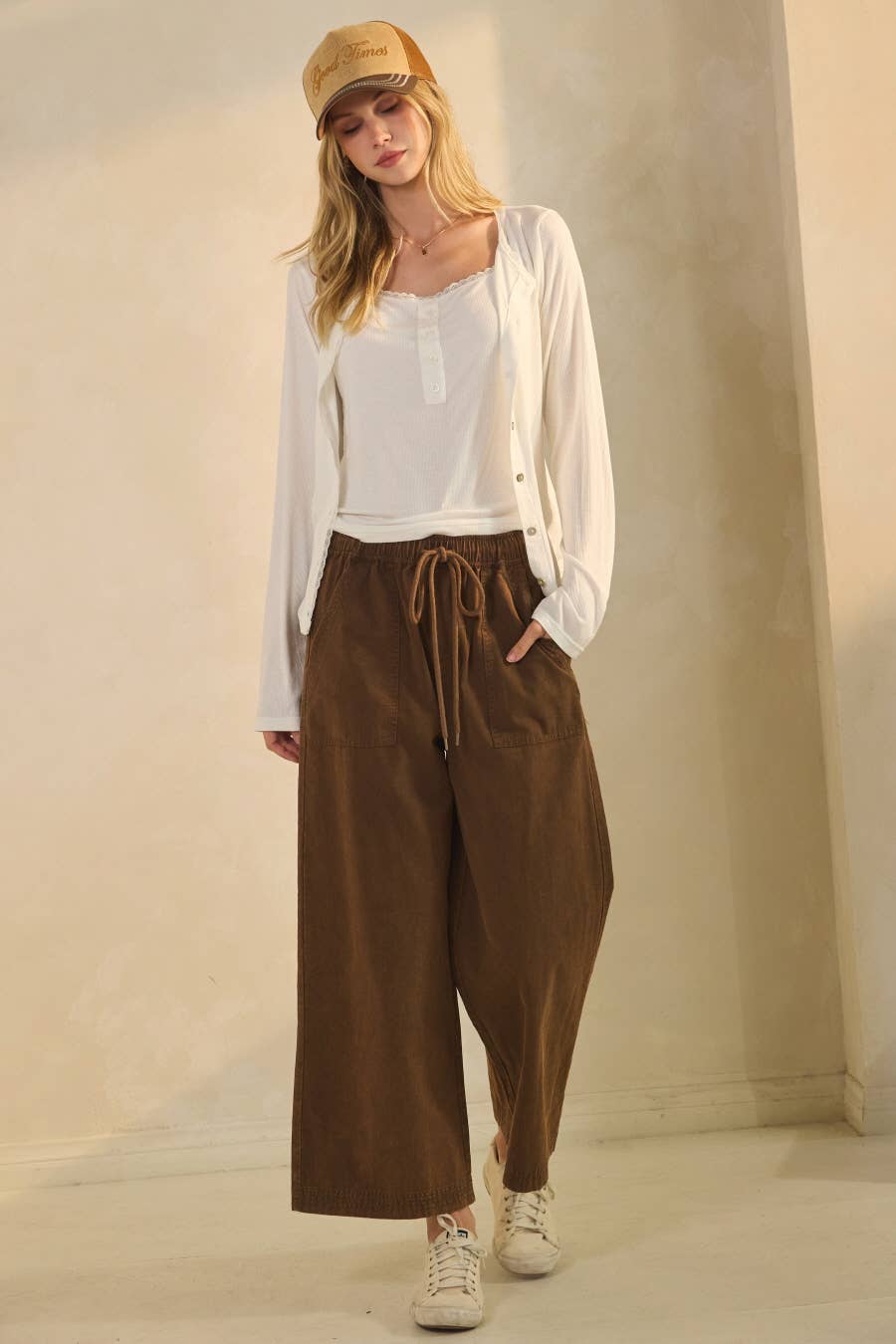 Wide-leg Acid Washed Pants
