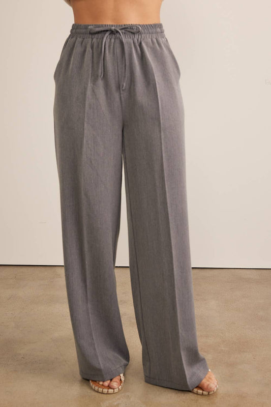 DRAWSTRING WIDE LEG PANTS WITH ELASTIC WAIST