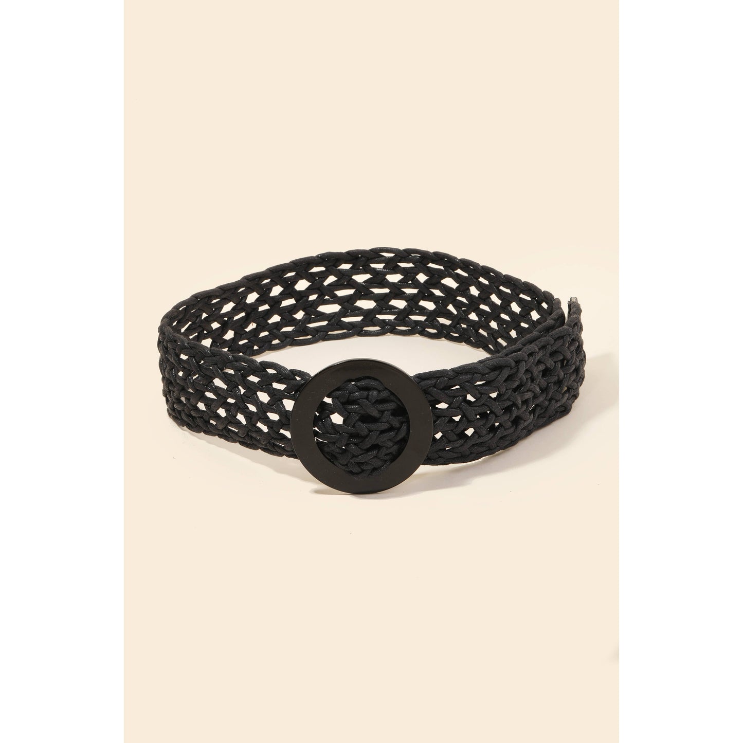 Round Buckle Braided Belt