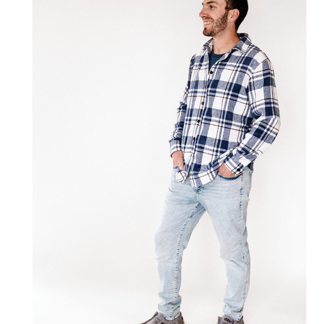 Navy Plaid Flannel - Adult