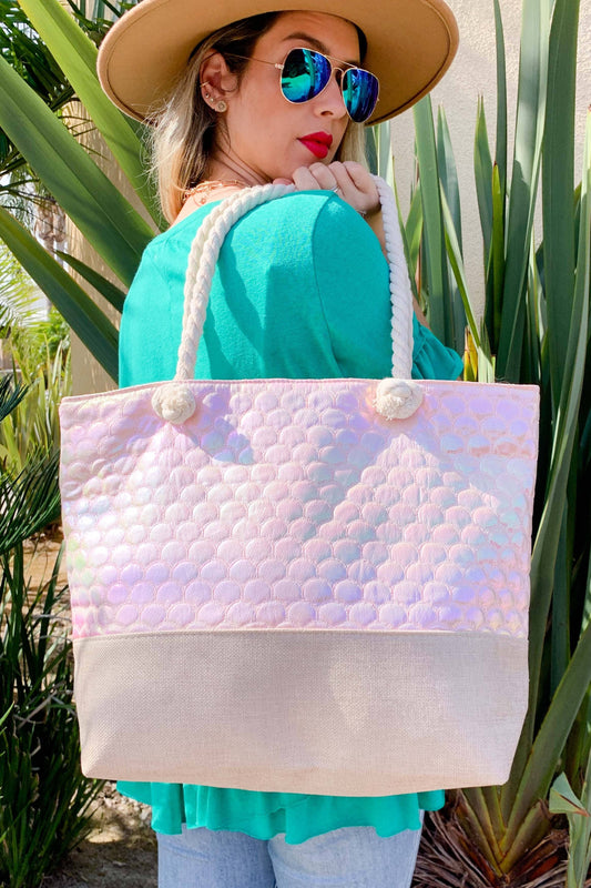 Hologram Beach ToteBag with Comfy Rope Handle and Zipper