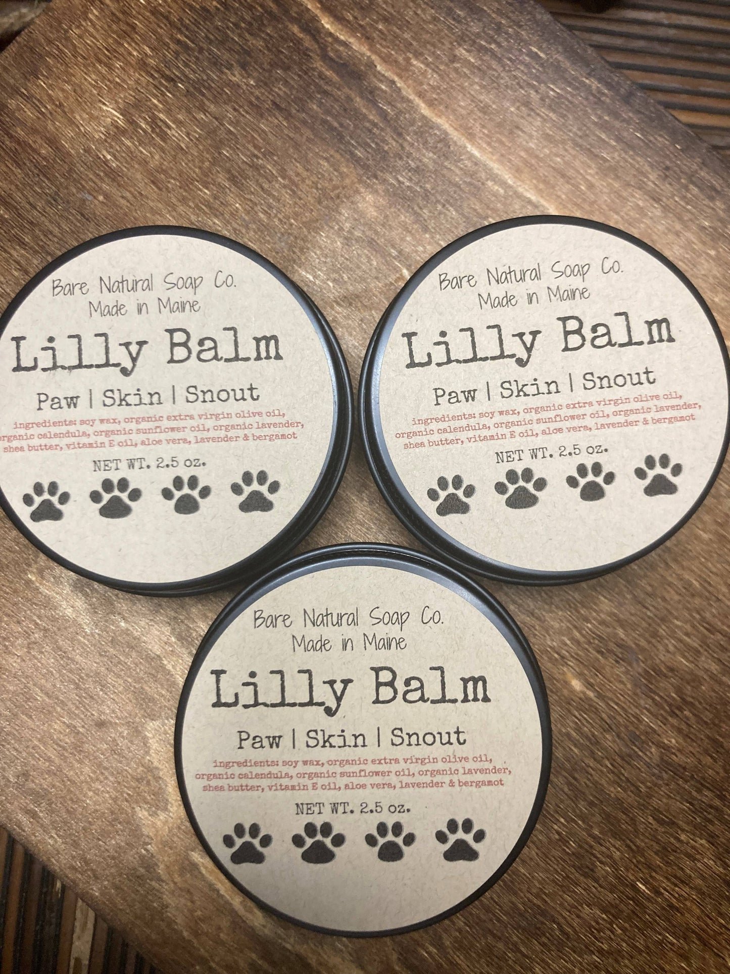 Organic Lilly Balm | 3 in 1 Paw, Skin, Snout | All-Natural 2.5oz. black tin