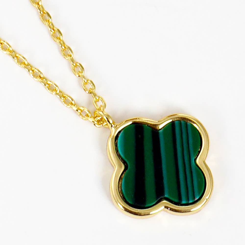 Gold Dipped Quatrefoil Pendant Necklace