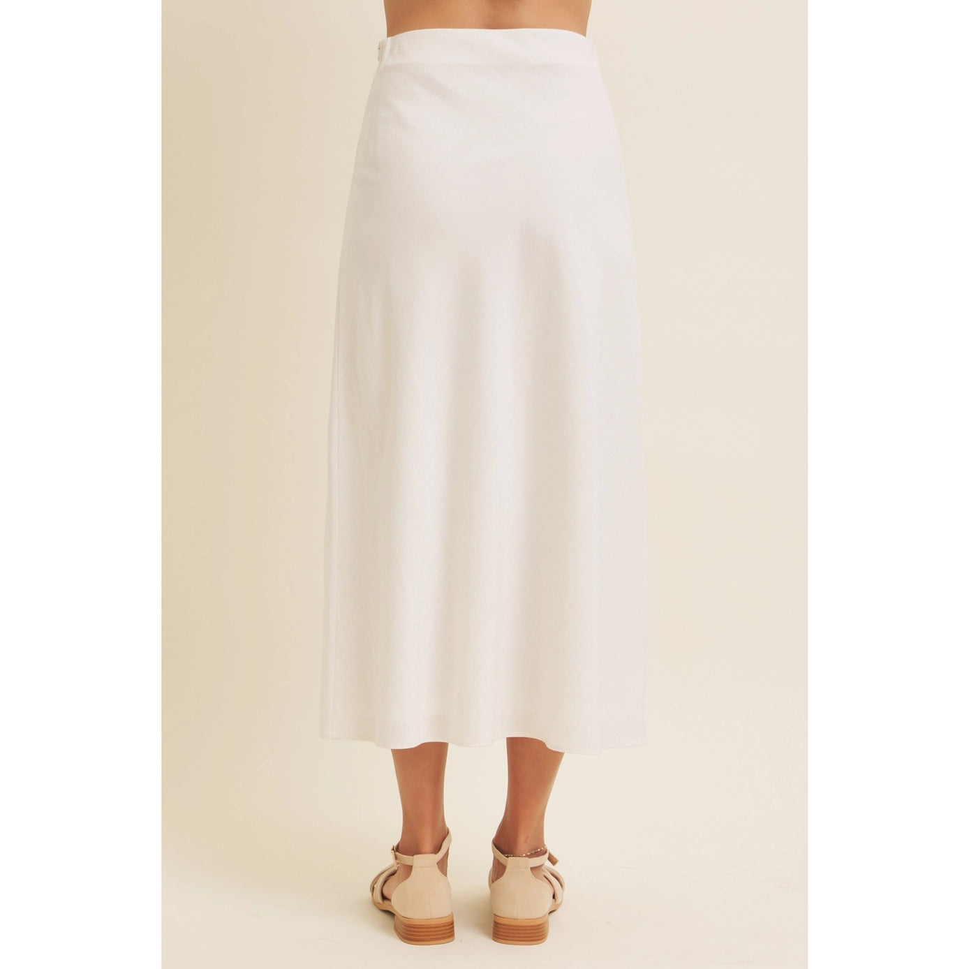 Classic Viscose Linen Blend Bias Cut Maxi Skirt