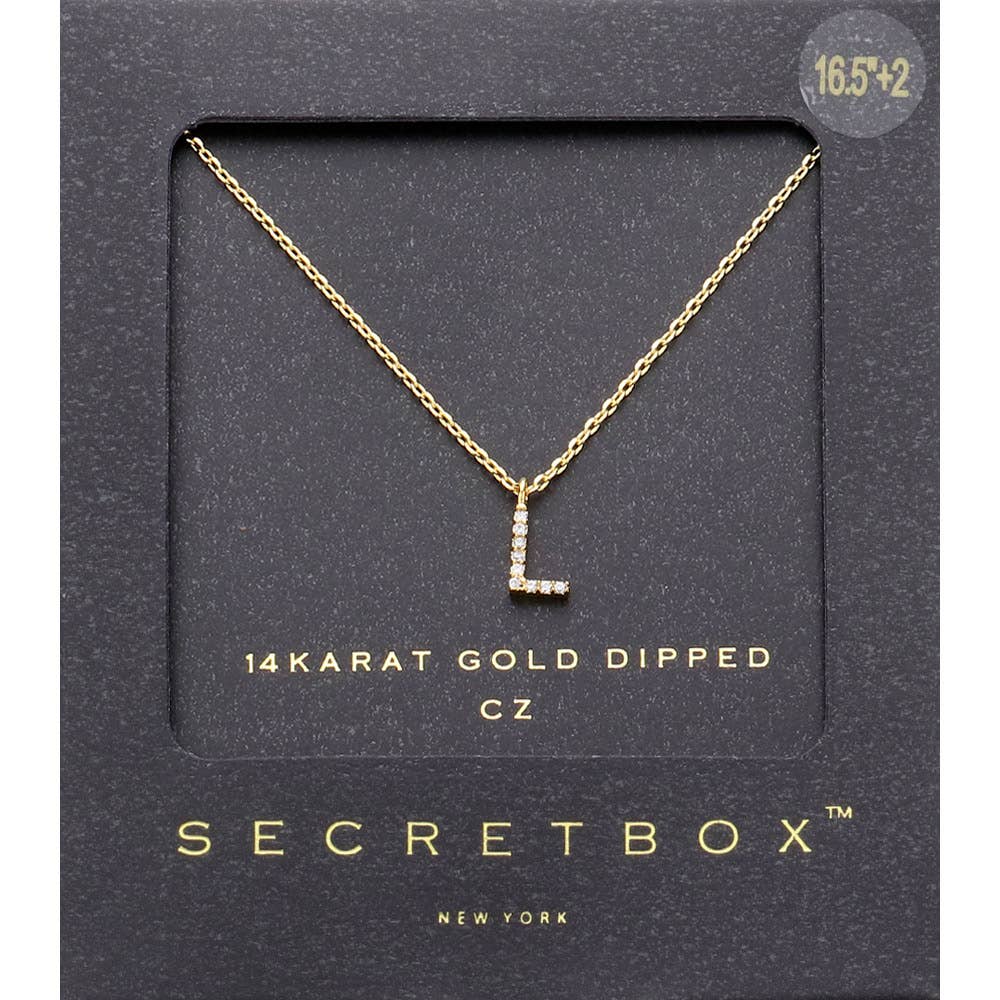 14K Gold Dipped CZ Initial Monogram Pendant