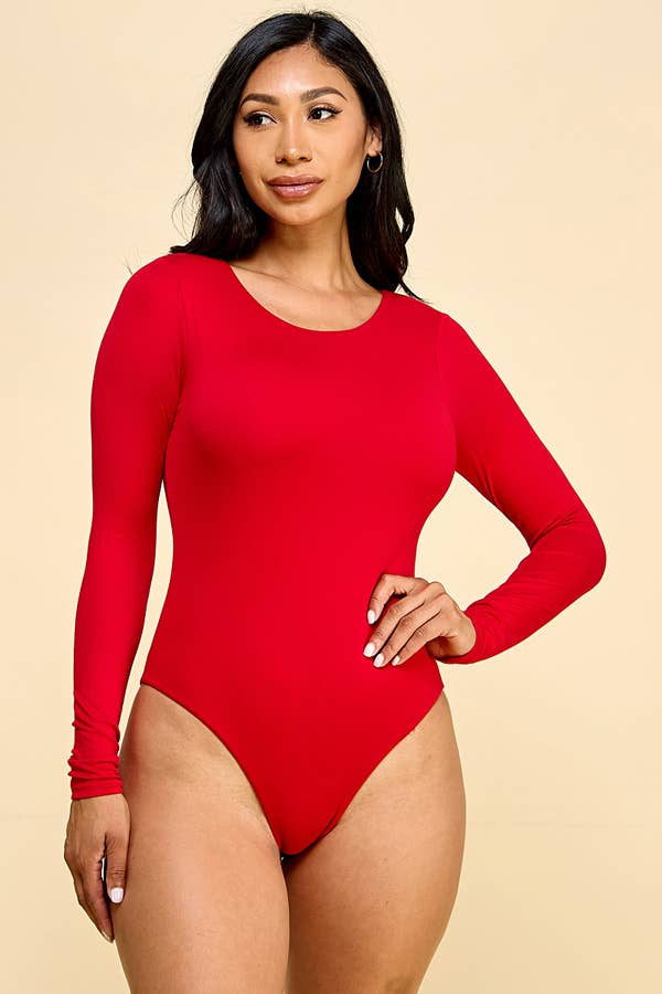 CREW NECK DOUBLE LAYERED LONG SLEEVE BODYSUIT