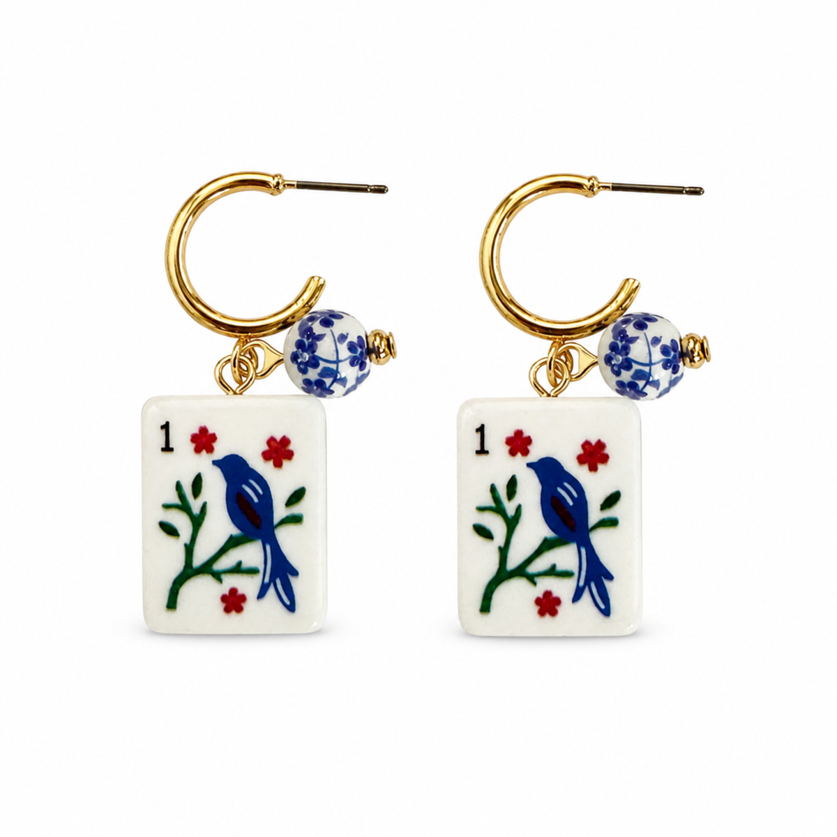 Ellison + Young Mahjong Tile Charm Hoop Earrings