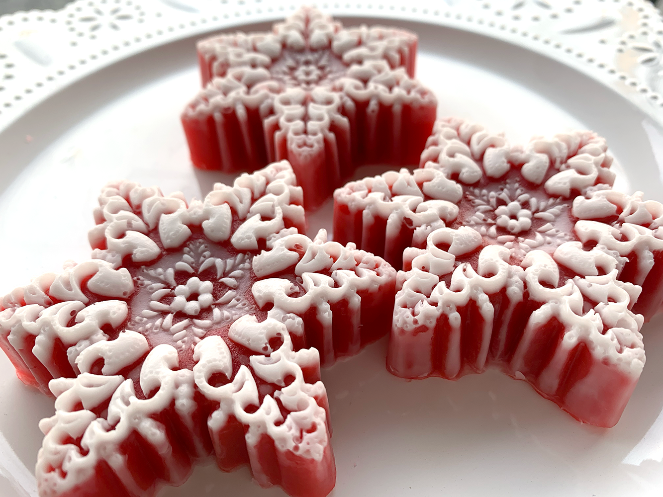 Cranberry Rhubarb Snowflake Soap