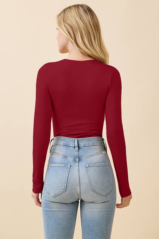 CREW NECK DOUBLE LAYERED LONG SLEEVE BODYSUIT