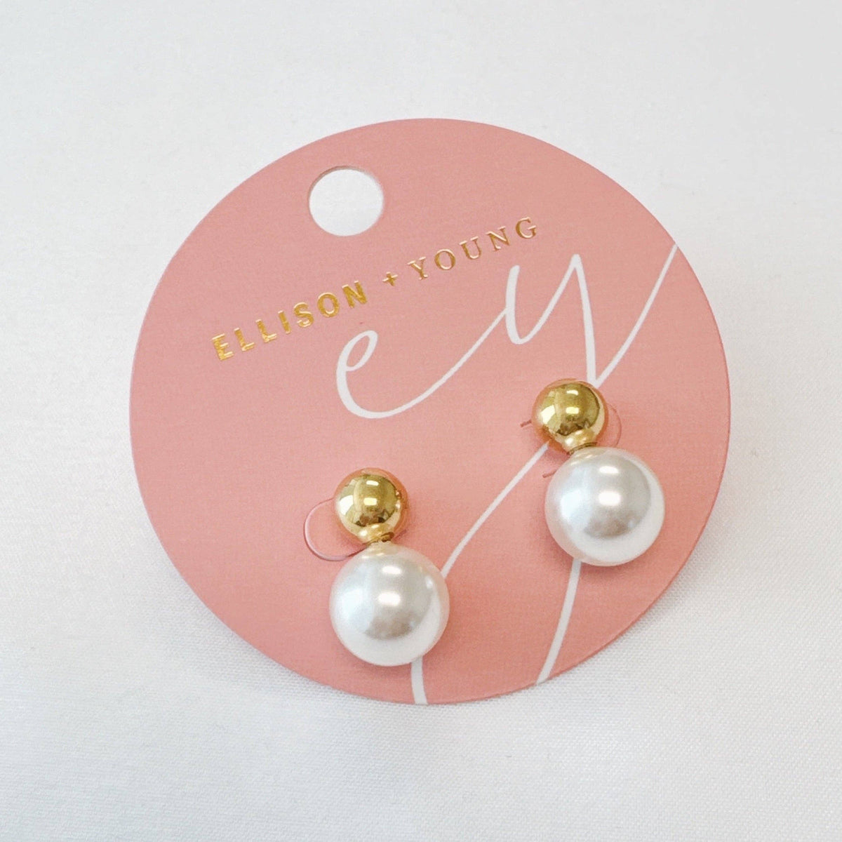 Ball And Pearl Stud Earrings