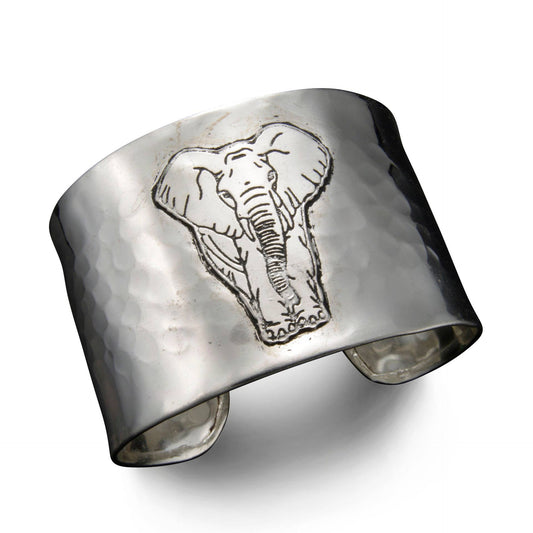 Silver Plated Adjustable Cuff Bracelet - Elephant