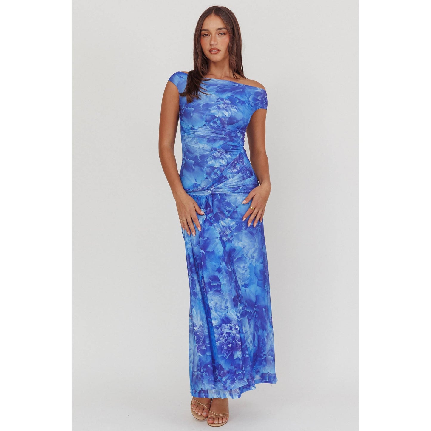 OFF SHOULDER FLORAL MAXI DRESS