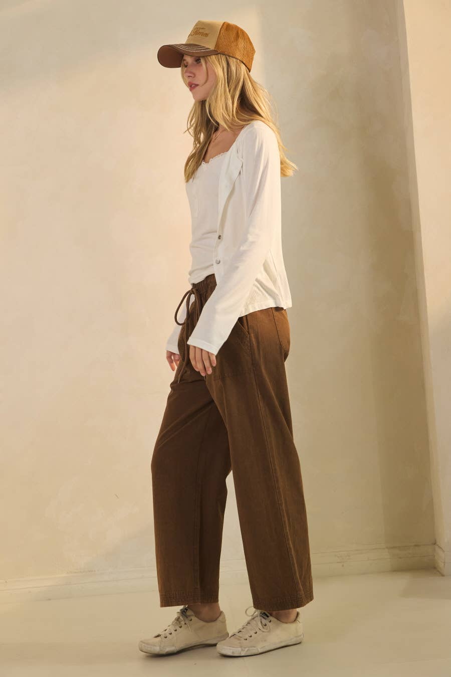 Wide-leg Acid Washed Pants