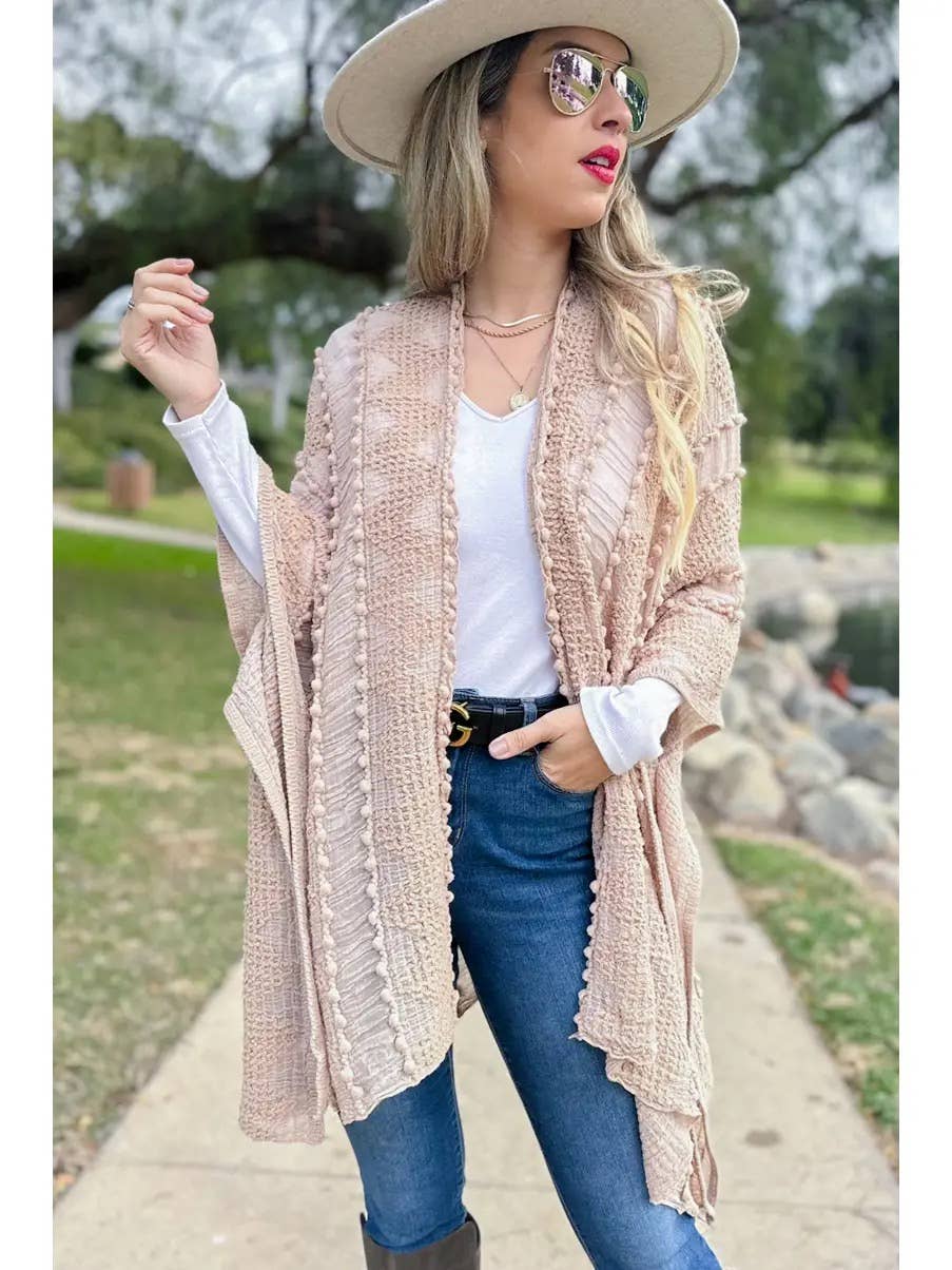 3D Textured Kimono Layering Cardigan