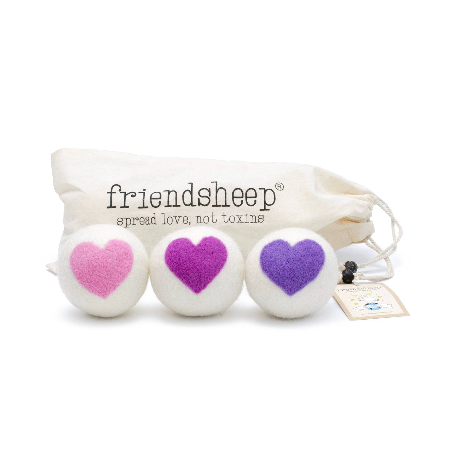 Lovely Day Trio Eco Wool Dryer Balls - Set of 3- Pink Heart