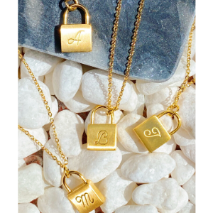Scripted Notes Locket Initial Necklace
