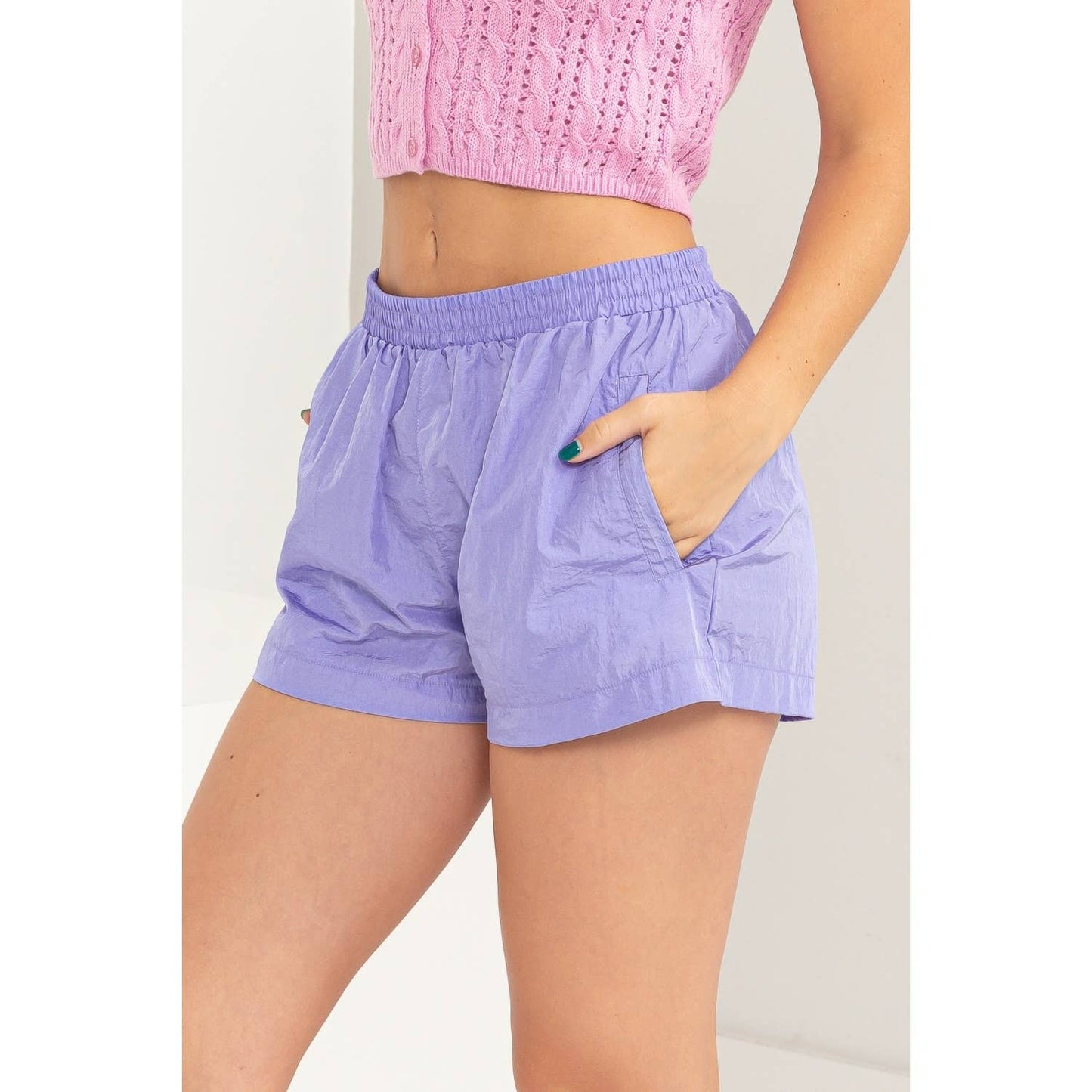 MID WAIST NYLON SHORTS