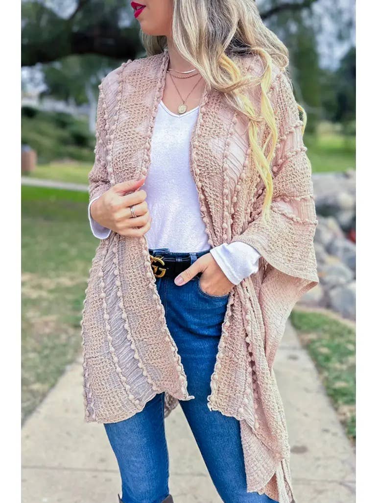 3D Textured Kimono Layering Cardigan