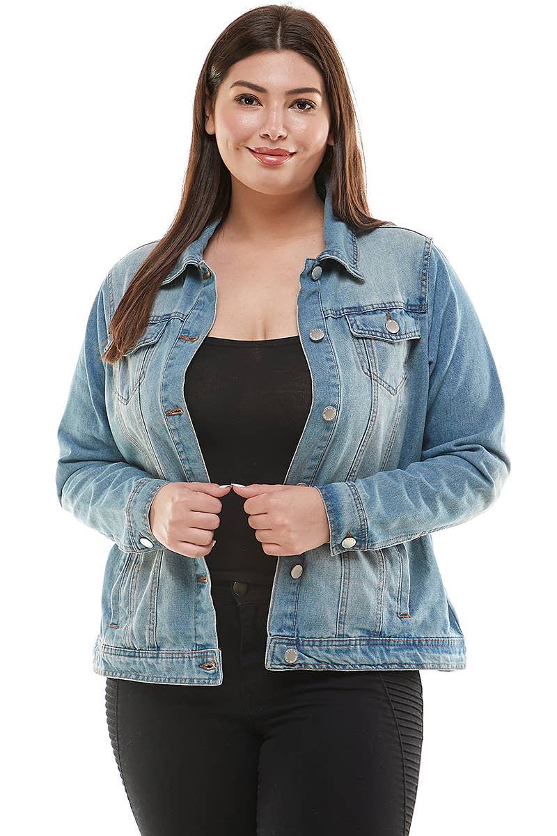 Womens Plus Size Original Trucker Denim Jacket