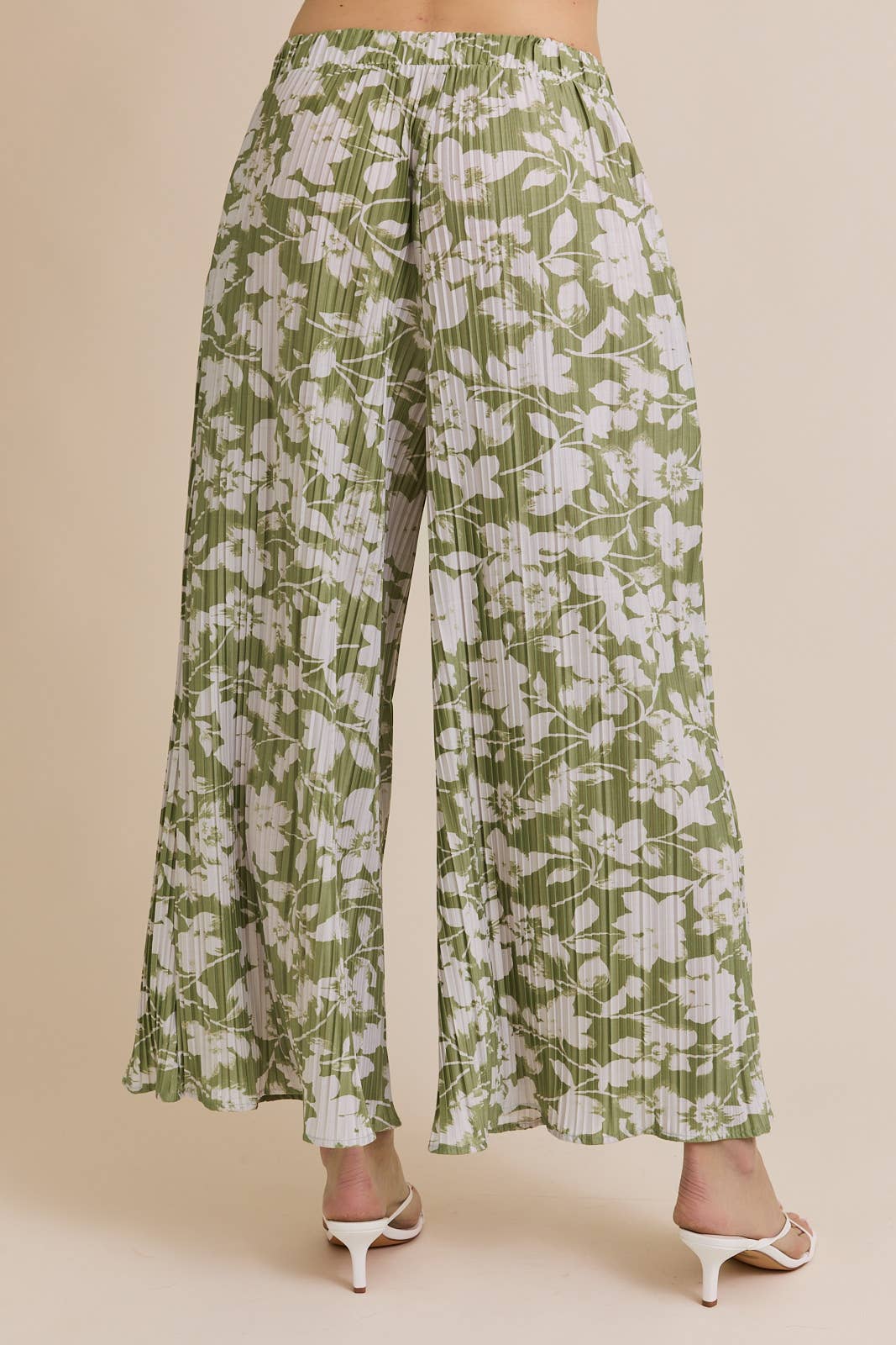 PALAZZO PLEATED FLORAL PRINT PANTS