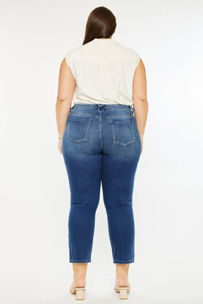 Kan Can Candice Mid Rise Slim Straight Fit Jeans (Plus Size)