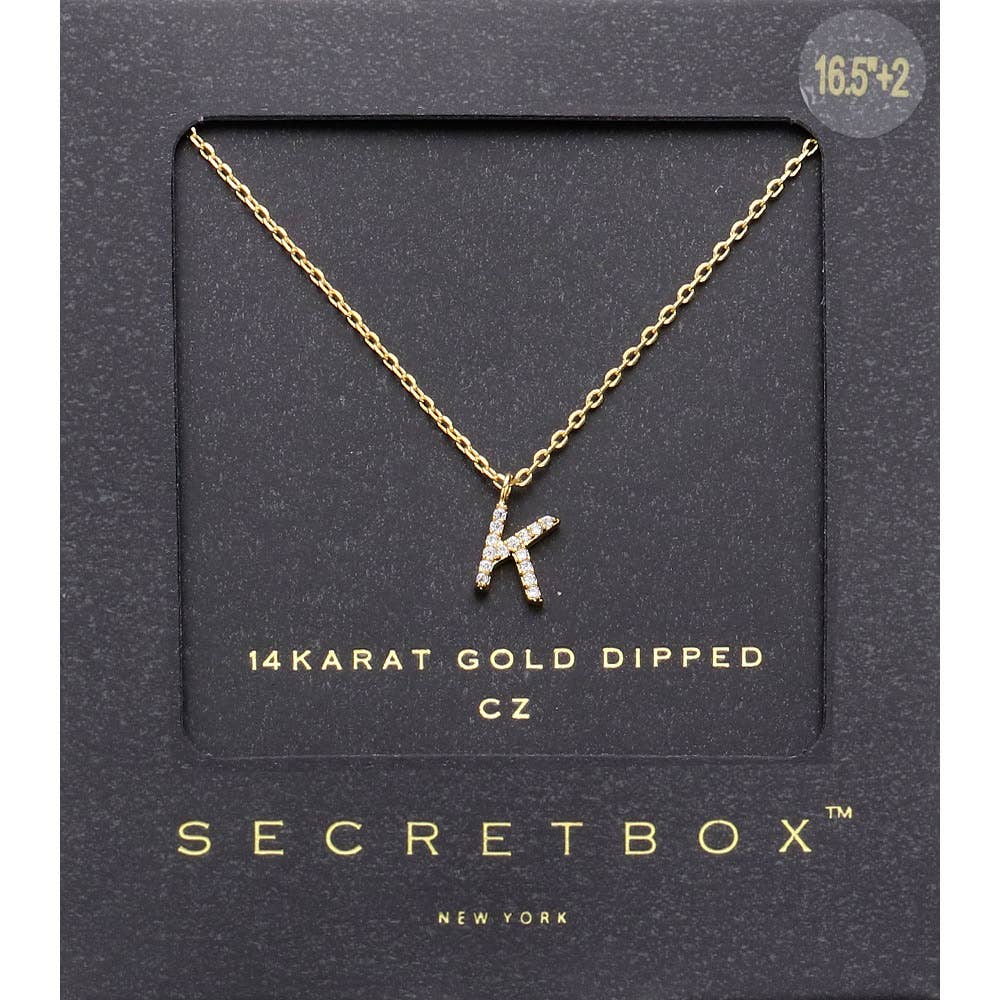 14K Gold Dipped CZ Initial Monogram Pendant