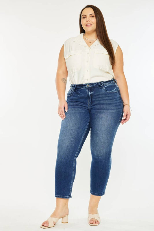 Kan Can Candice Mid Rise Slim Straight Fit Jeans (Plus Size)