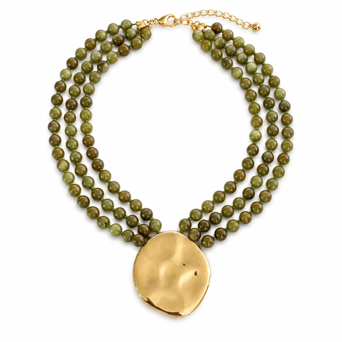 Gorgeously Draping Statement Beaded Necklace - 3 Row Marbled Beads