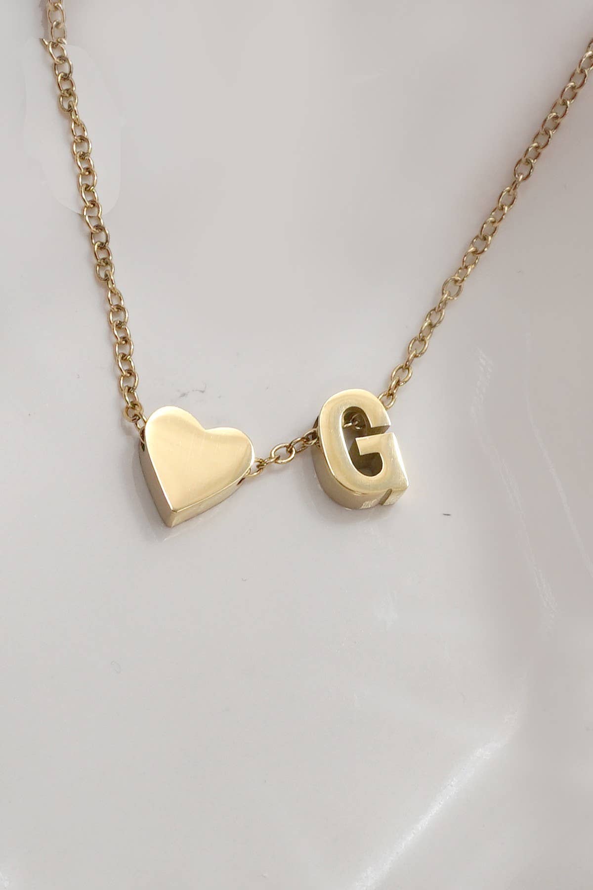 18K STAINLESS STEEL TARNISH FREE INITIAL NECKLACE