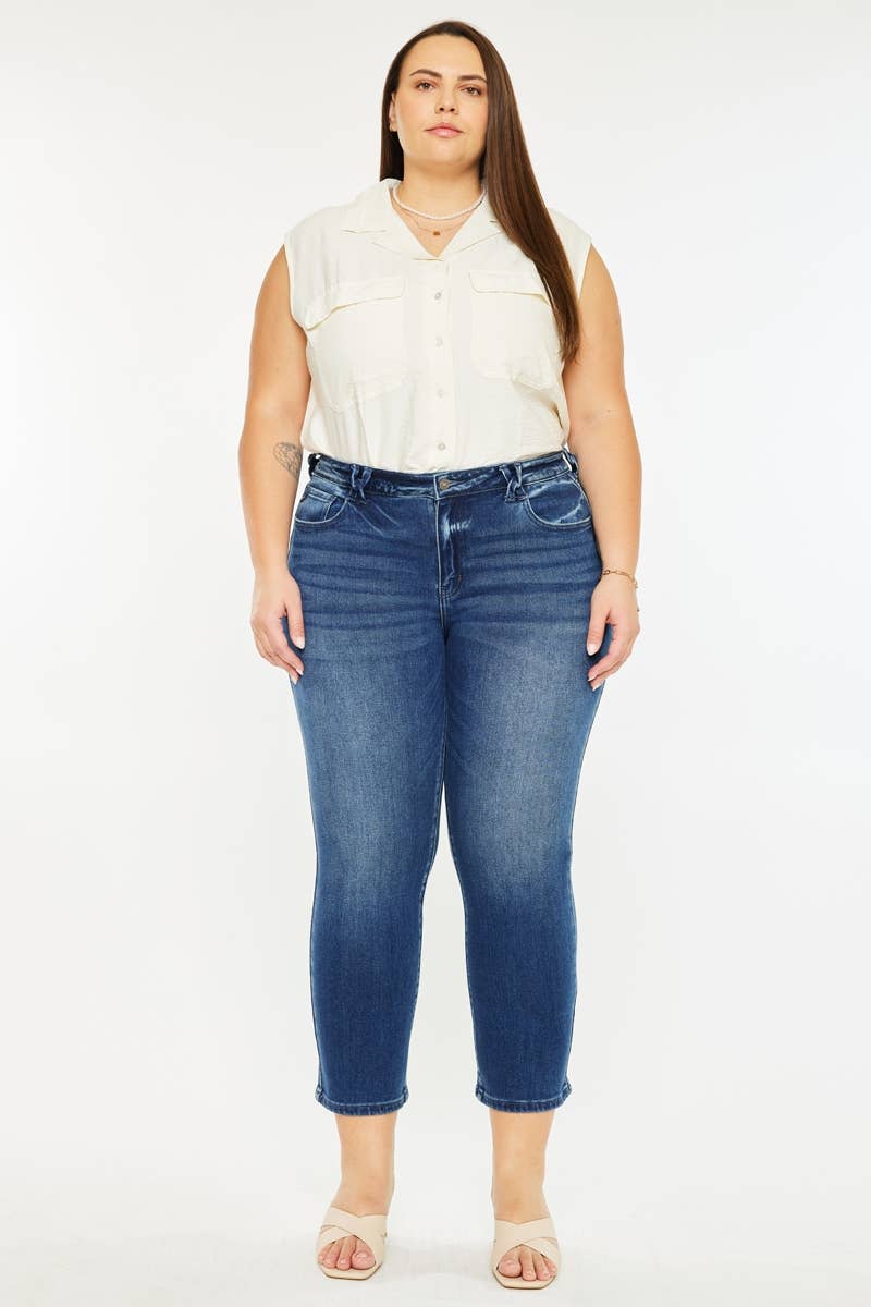 Kan Can Candice Mid Rise Slim Straight Fit Jeans (Plus Size)