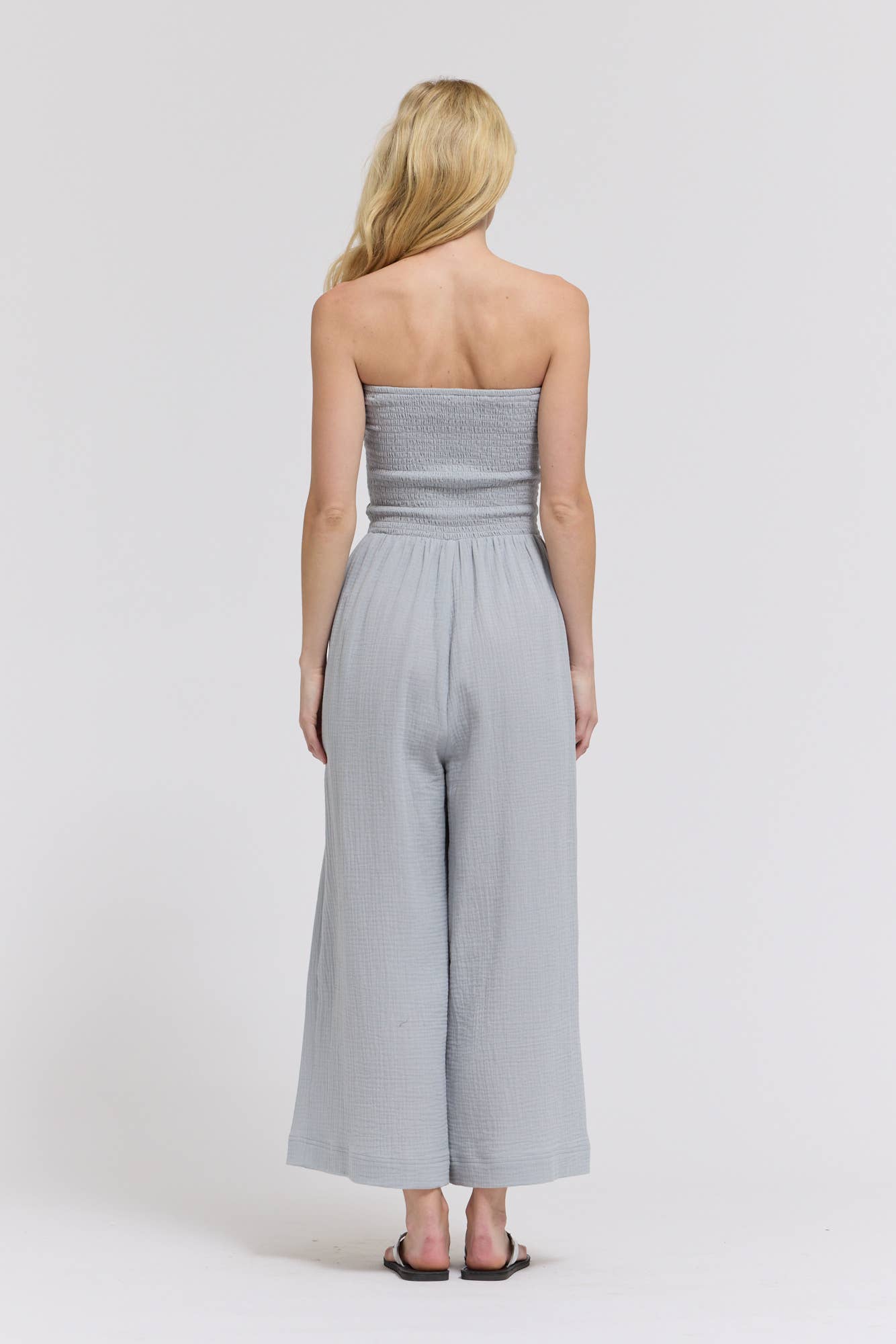 TIE FRONT GAUZE JUMPSUIT