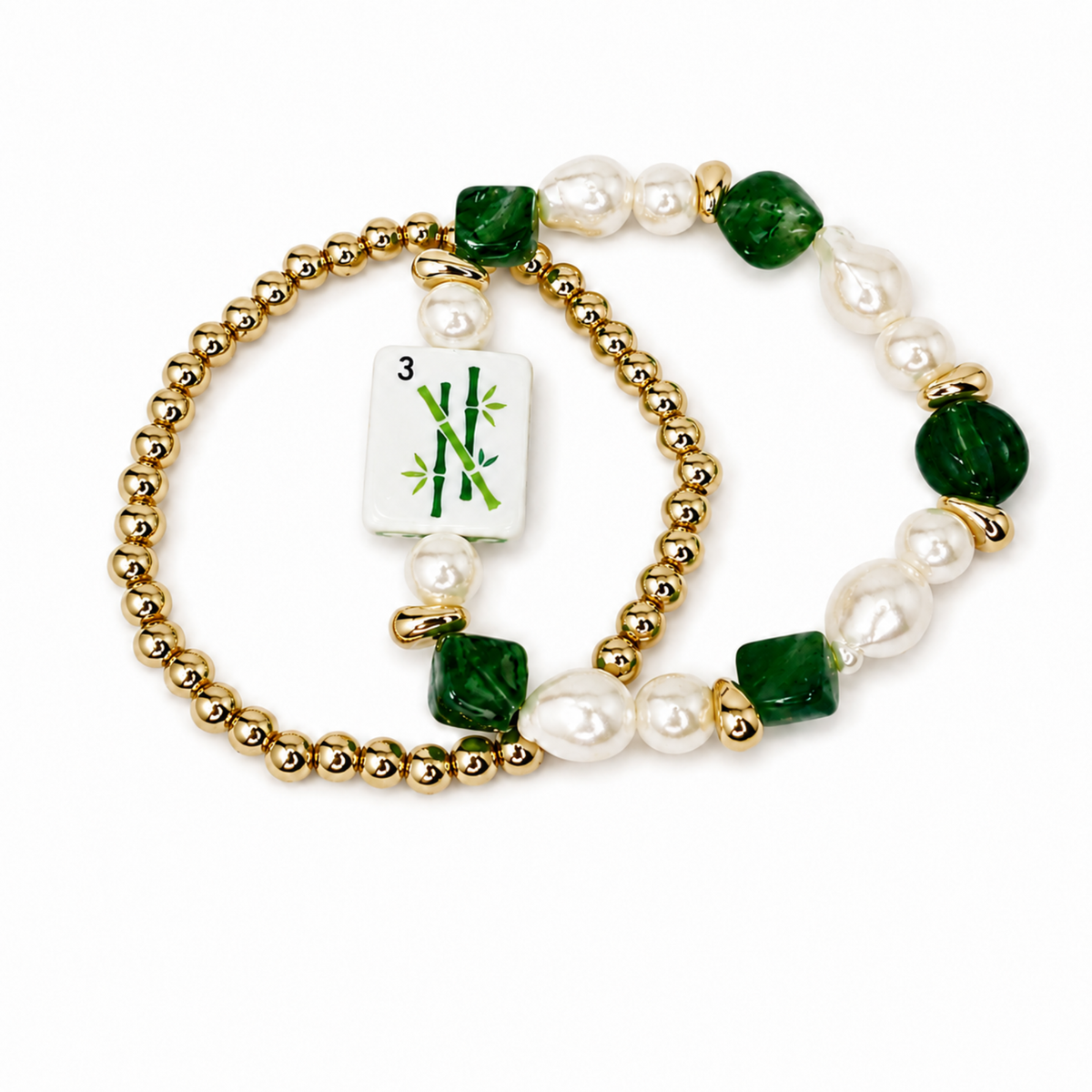 Ellison+Young Mahjong Tile Beaded Bracelet, 2-Piece Set