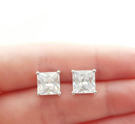 Diamond Square Cubic Zirconia Earrings